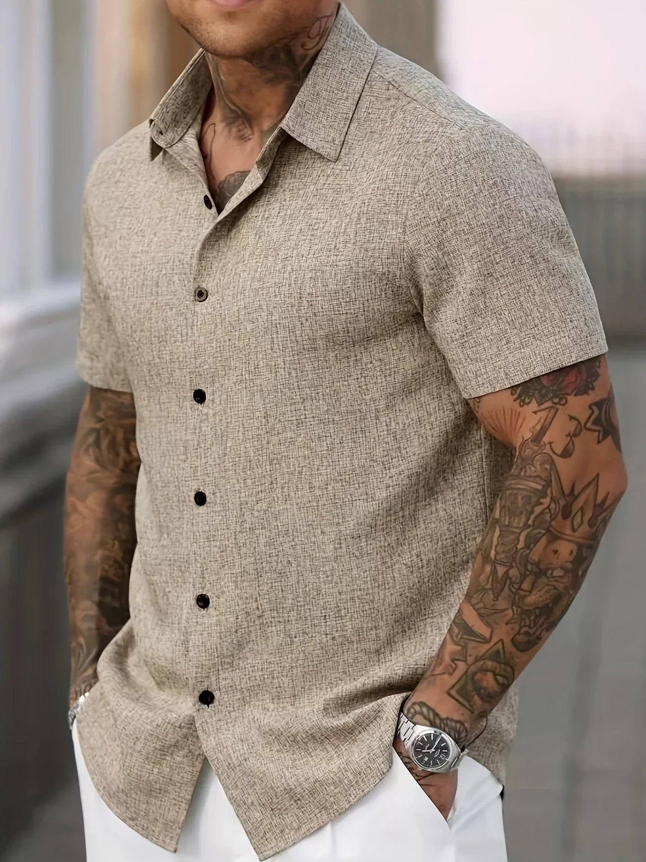 Maison-Blanche-Paris™ | Chemise légère à manches courtes en mélange de lin