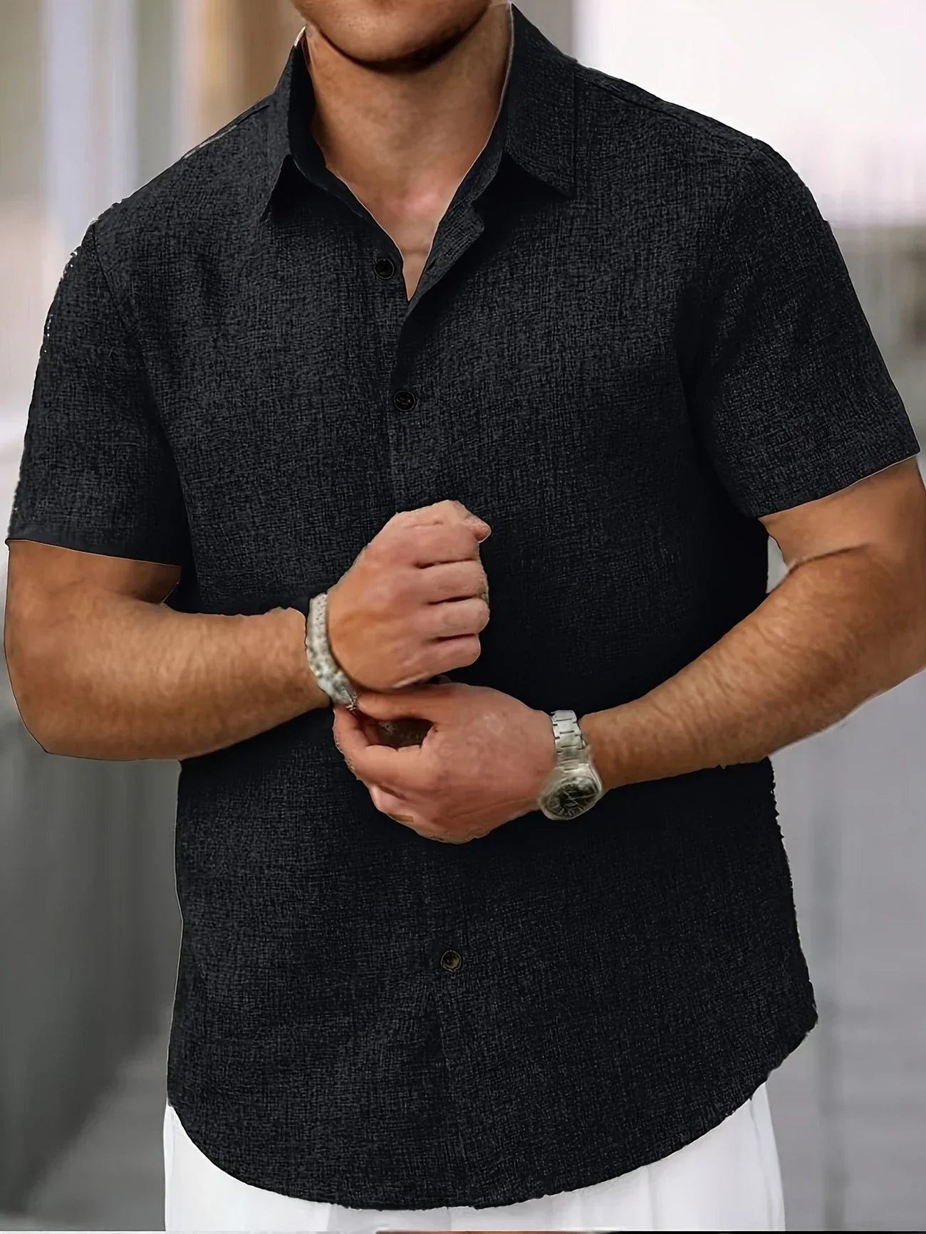 Maison-Blanche-Paris™ | Chemise légère à manches courtes en mélange de lin