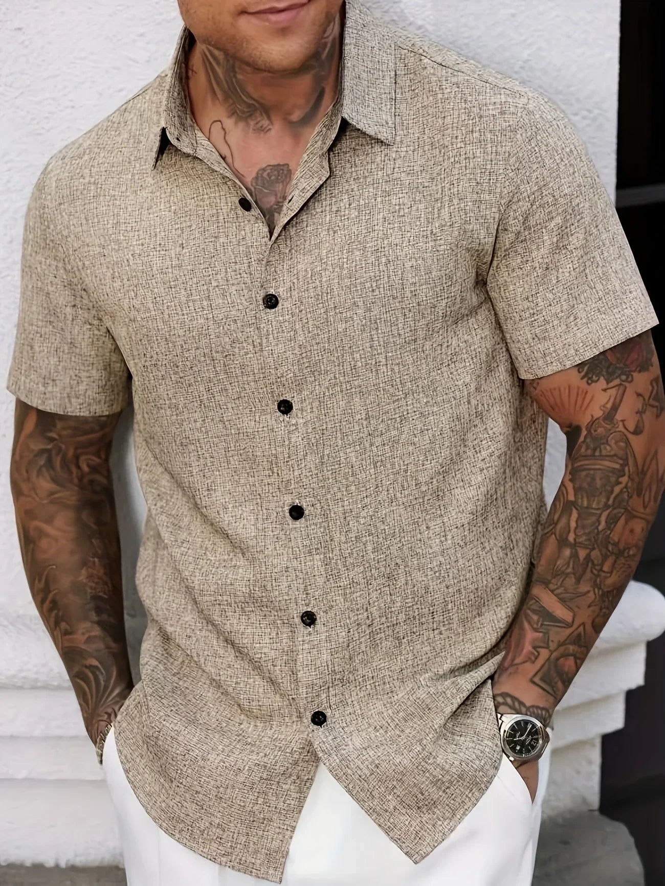 Maison-Blanche-Paris™ | Chemise légère à manches courtes en mélange de lin