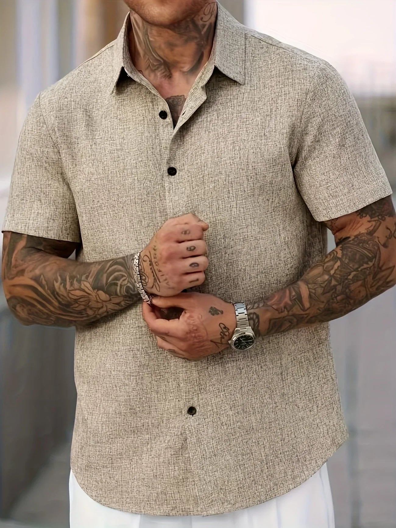 Maison-Blanche-Paris™ | Chemise légère à manches courtes en mélange de lin