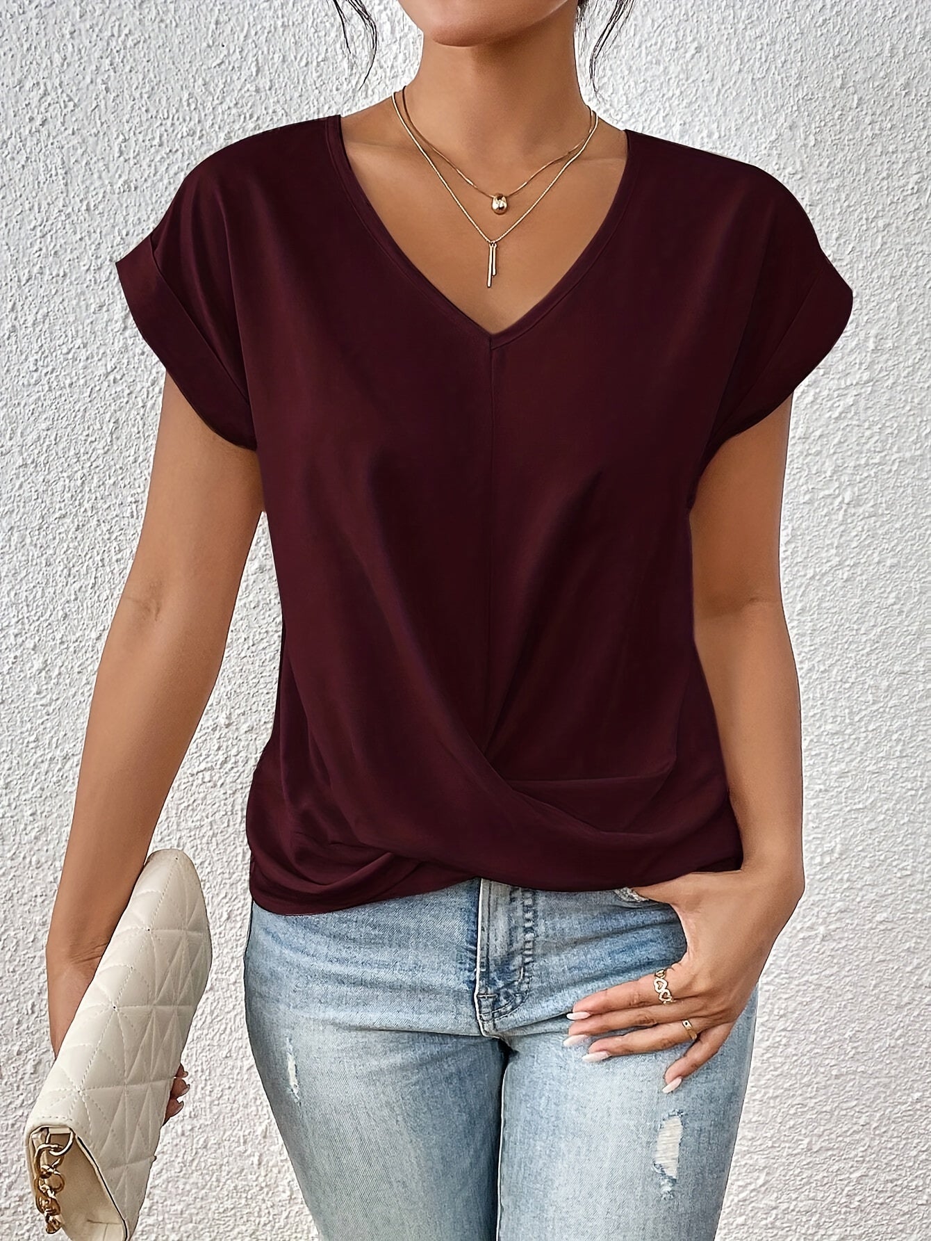 Maison-Blanche-Paris™ | T-shirt décontracté avec col en V doux
