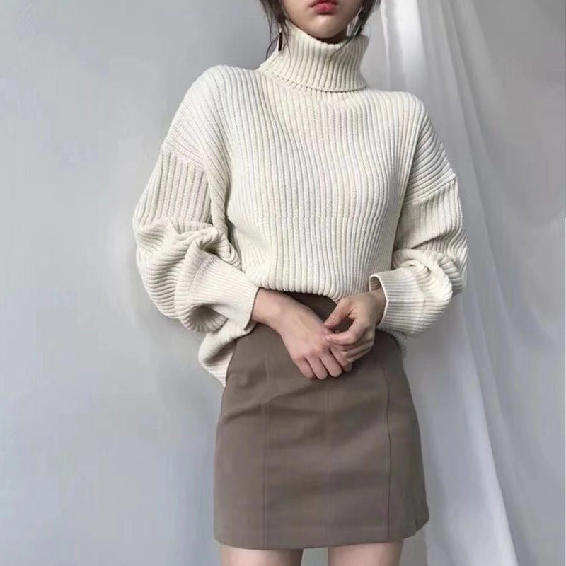 Maison-Blanche-Paris™ | Luxe Pull à col roulé et à manches ballon