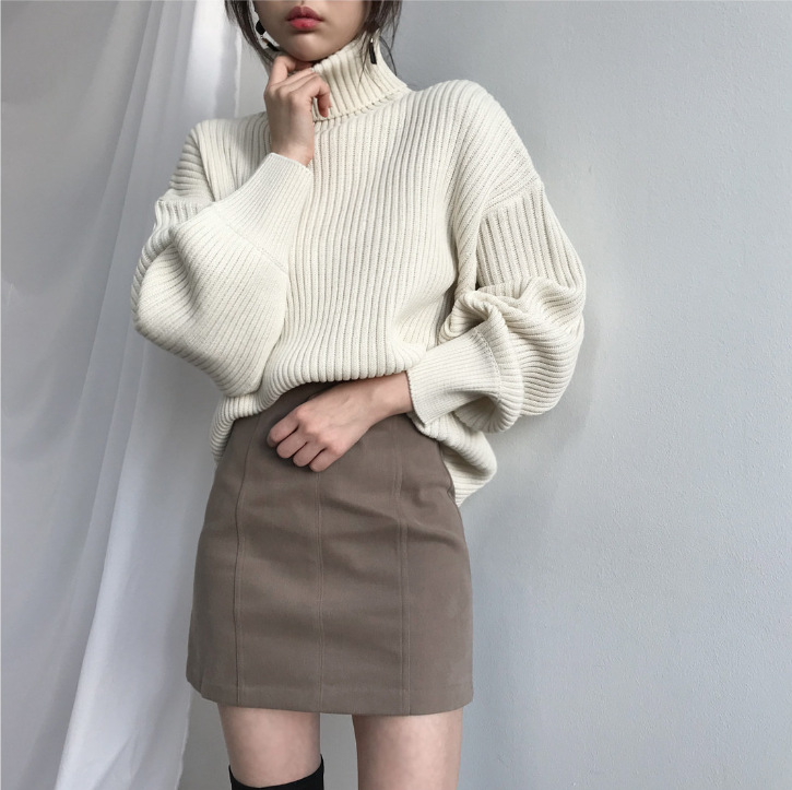 Maison-Blanche-Paris™ | Luxe Pull à col roulé et à manches ballon