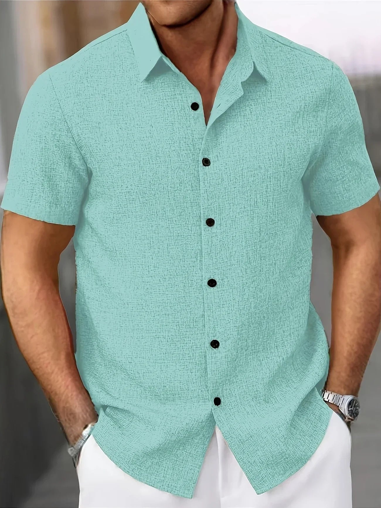 Maison-Blanche-Paris™ | Chemise légère à manches courtes en mélange de lin
