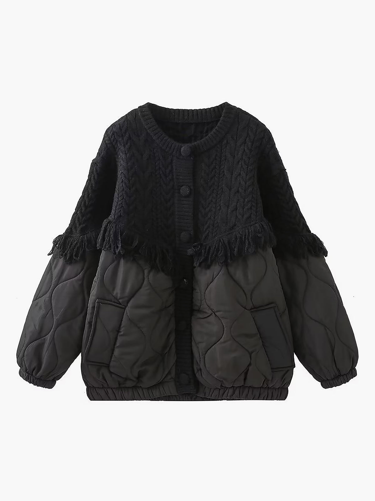 Maison-Blanche-Paris™ | Veste matelassée en tricot torsadé patchwork