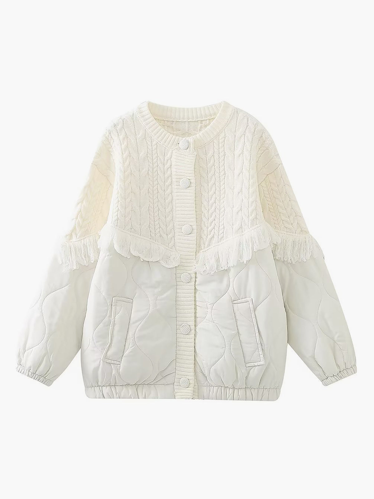 Maison-Blanche-Paris™ | Veste matelassée en tricot torsadé patchwork
