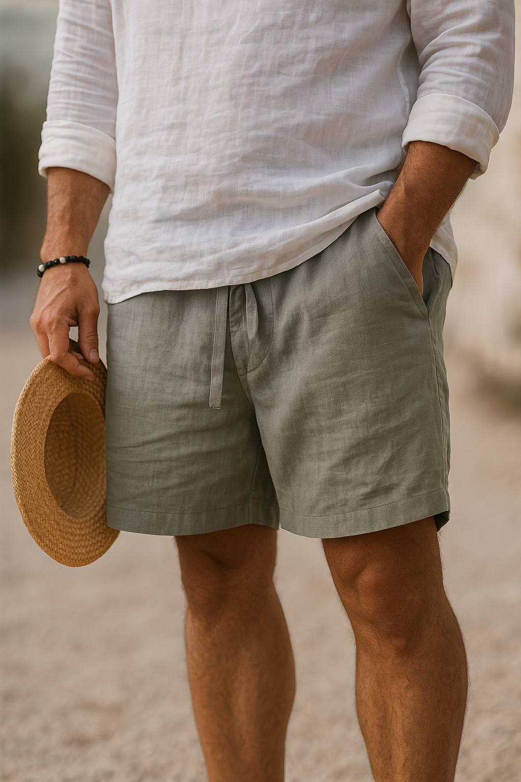 Maison-Blanche-Paris™ | Short élégant en lin à taille élastique