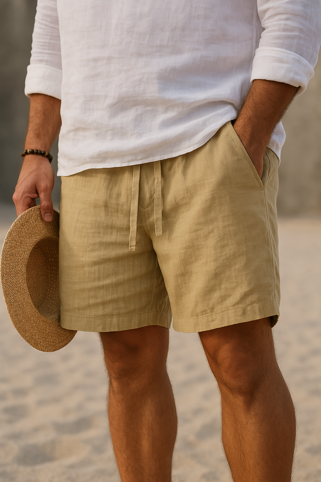 Maison-Blanche-Paris™ | Short élégant en lin à taille élastique