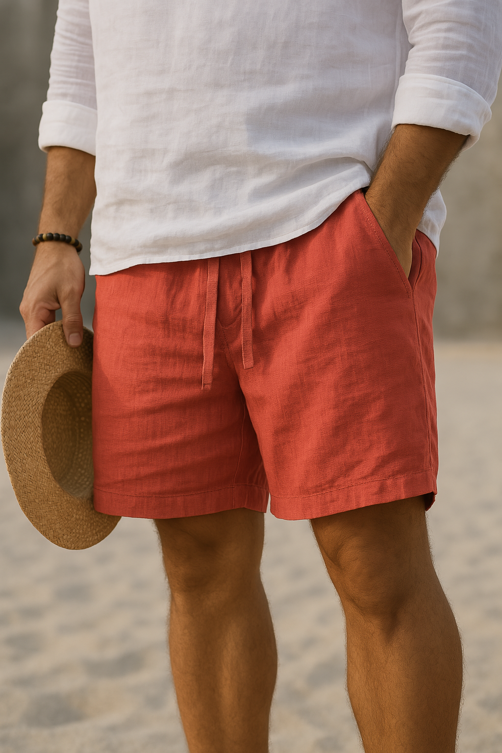 Maison-Blanche-Paris™ | Short élégant en lin à taille élastique