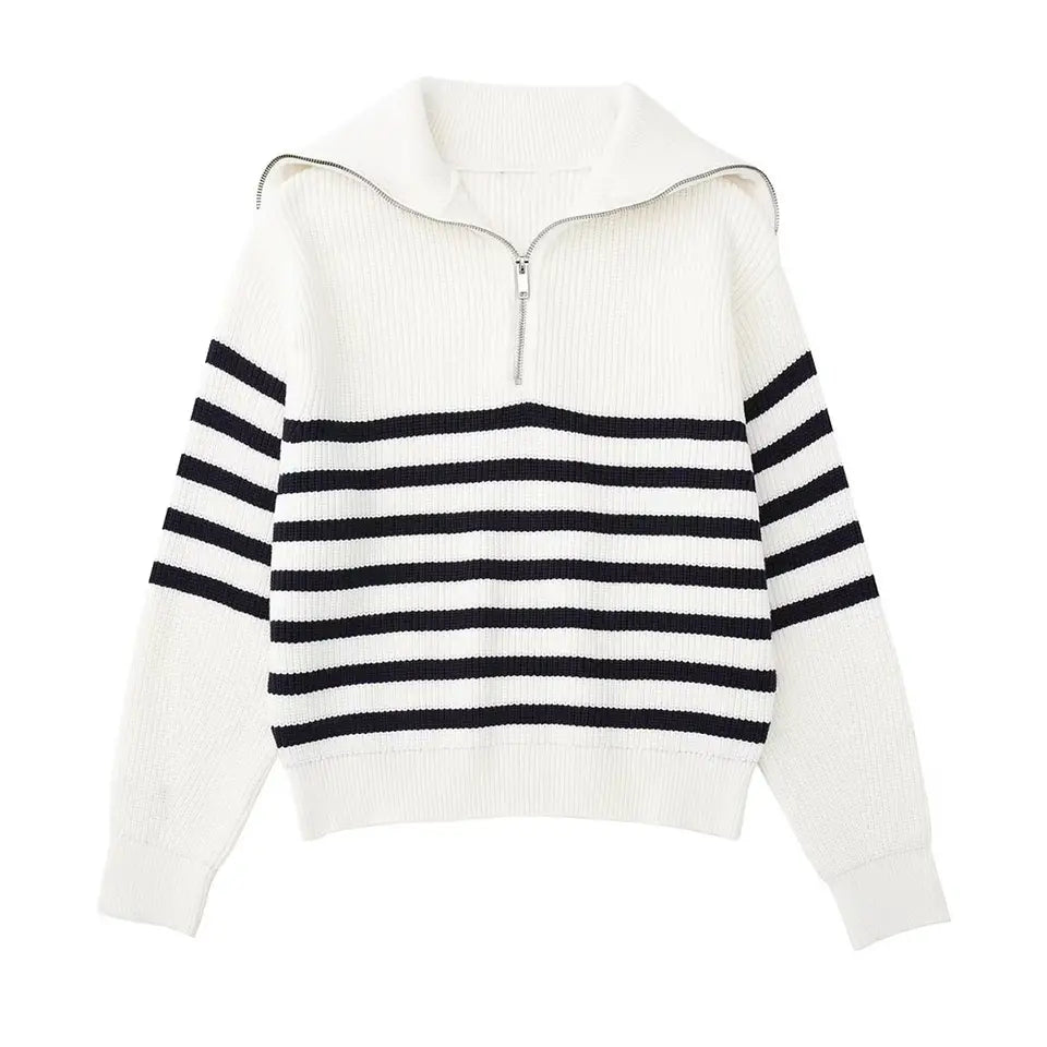 Maison-Blanche-Paris™ | Pull zippé rayé