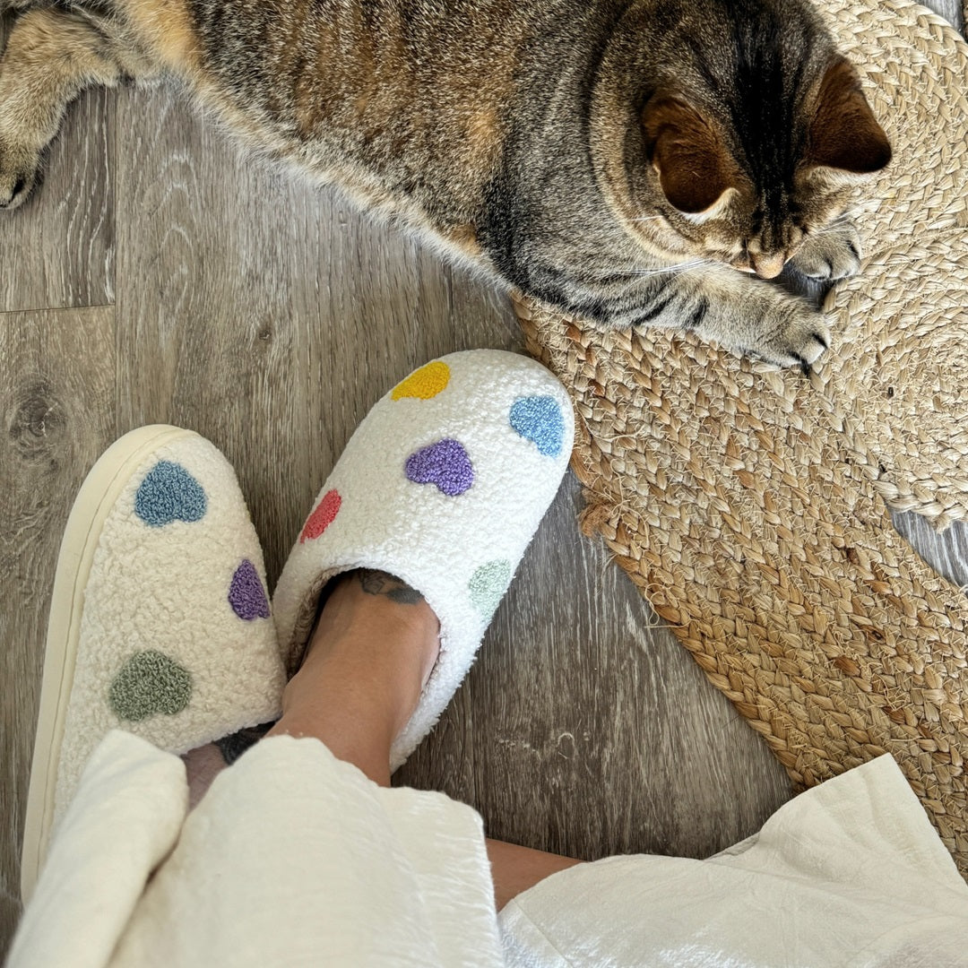 Maison-Blanche-Paris™ | Chaussons Cœurs Multicolores