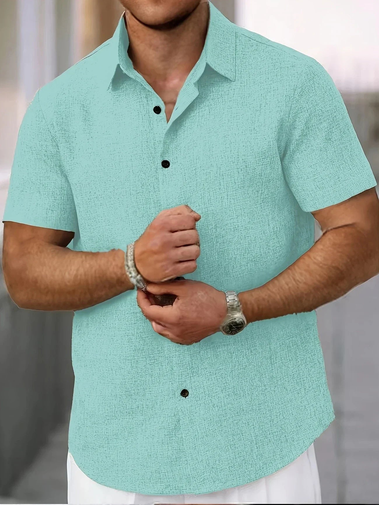 Maison-Blanche-Paris™ | Chemise légère à manches courtes en mélange de lin