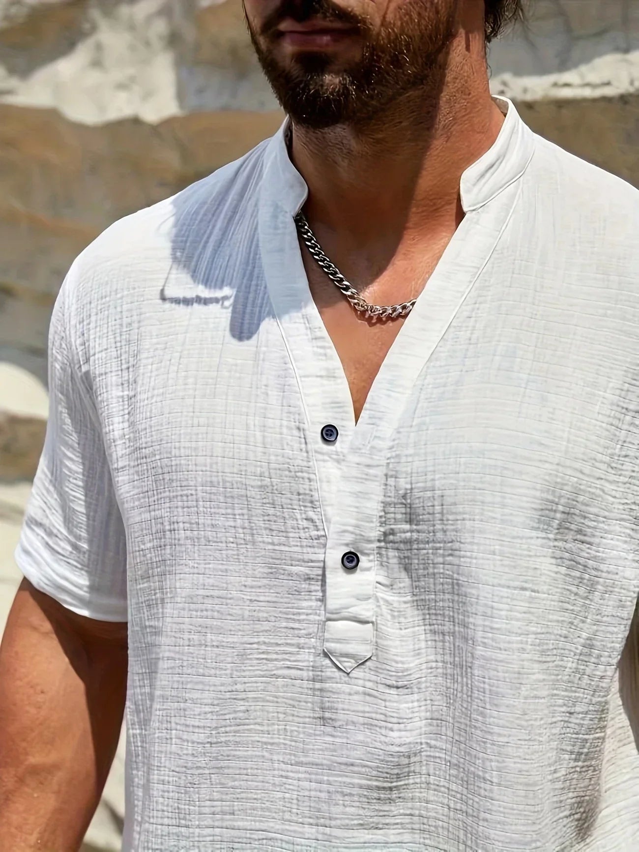 Maison-Blanche-Paris™ | Chemise d’été élégante à col montant