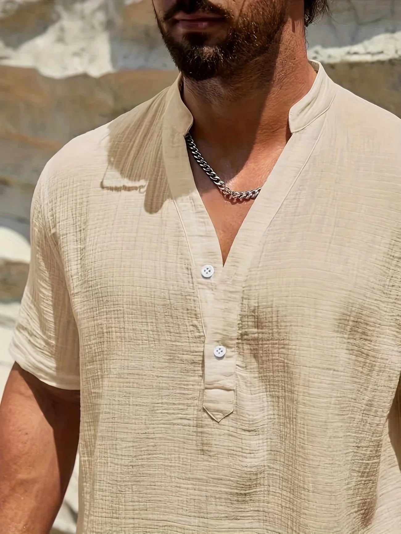 Maison-Blanche-Paris™ | Chemise d’été élégante à col montant