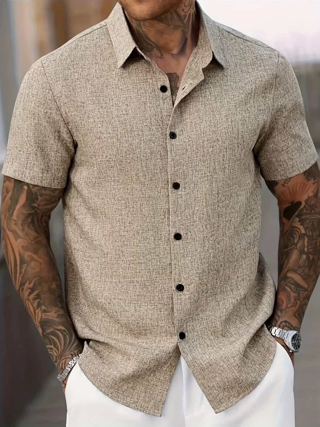 Maison-Blanche-Paris™ | Chemise légère à manches courtes en mélange de lin