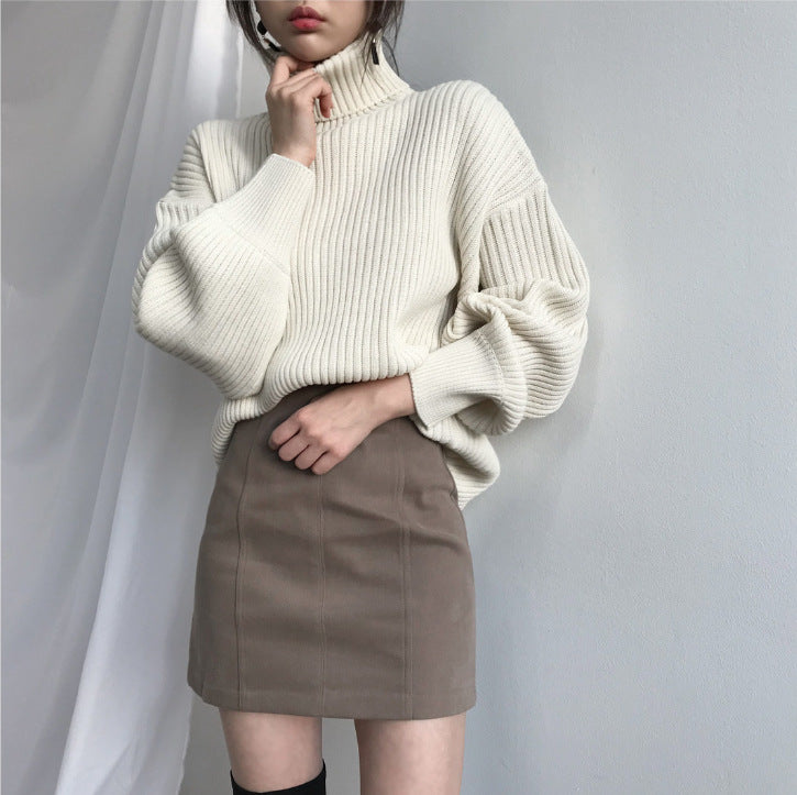 Maison-Blanche-Paris™ | Luxe Pull à col roulé et à manches ballon