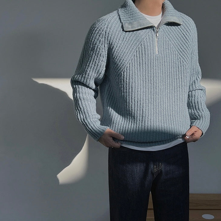 Maison-Blanche-Paris™ | Pull Azure à quart de zip