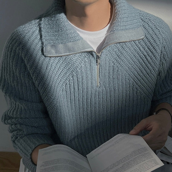 Maison-Blanche-Paris™ | Pull Azure à quart de zip