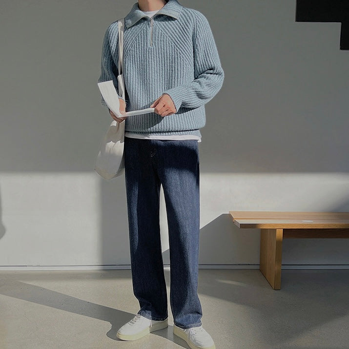 Maison-Blanche-Paris™ | Pull Azure à quart de zip