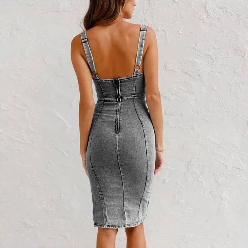 Maison-Blanche-Paris™ | Robe Camisole Moulante en Denim
