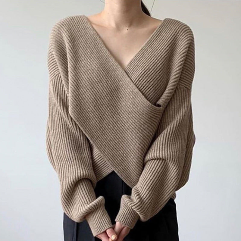 Maison-Blanche-Paris™ | Pull en tricot croisé chic