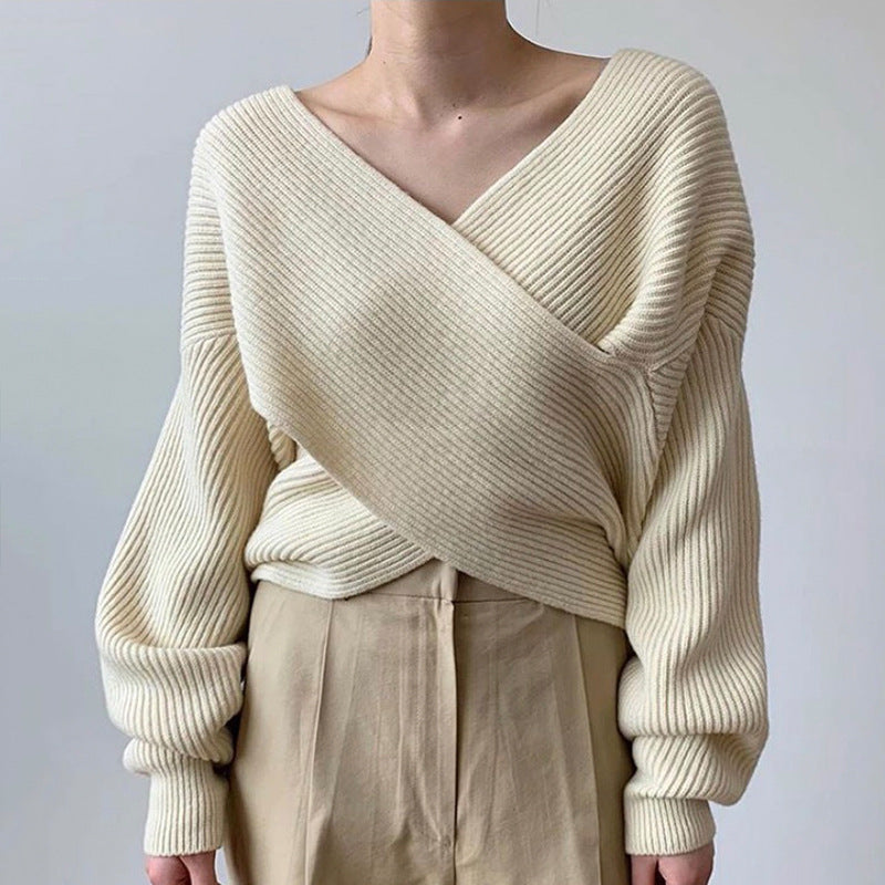 Maison-Blanche-Paris™ | Pull en tricot croisé chic