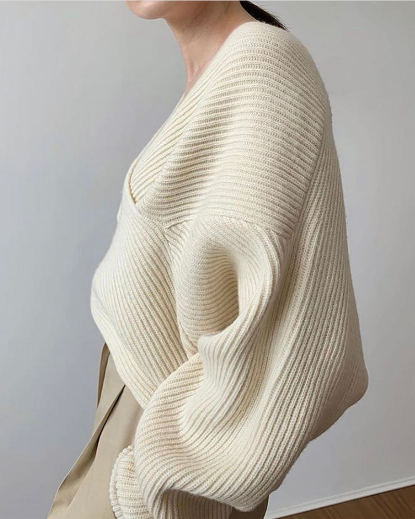 Maison-Blanche-Paris™ | Pull en tricot croisé chic