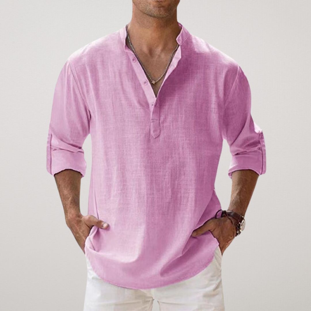 Maison-Blanche-Paris™ - Chemise Henley en coton effet lin