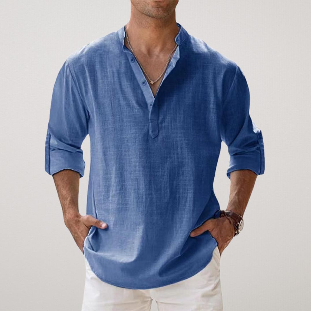 Maison-Blanche-Paris™ - Chemise Henley en coton effet lin