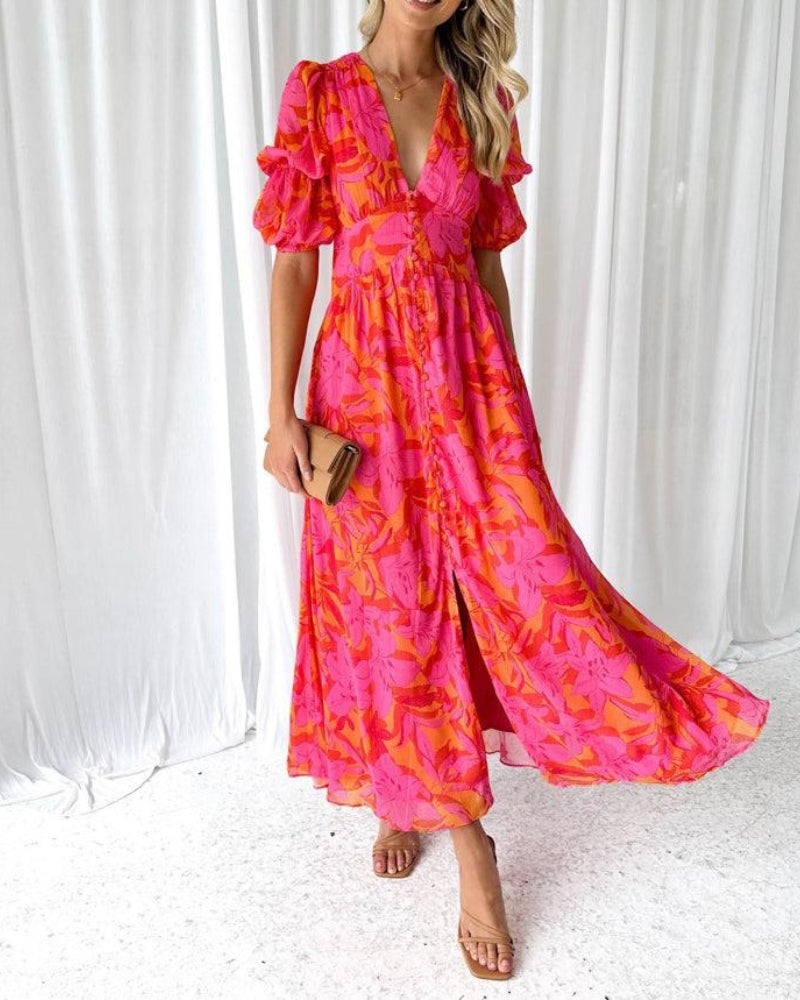 Maison-Blanche-paris™ | ROBE MAXI ROUGE ROSE