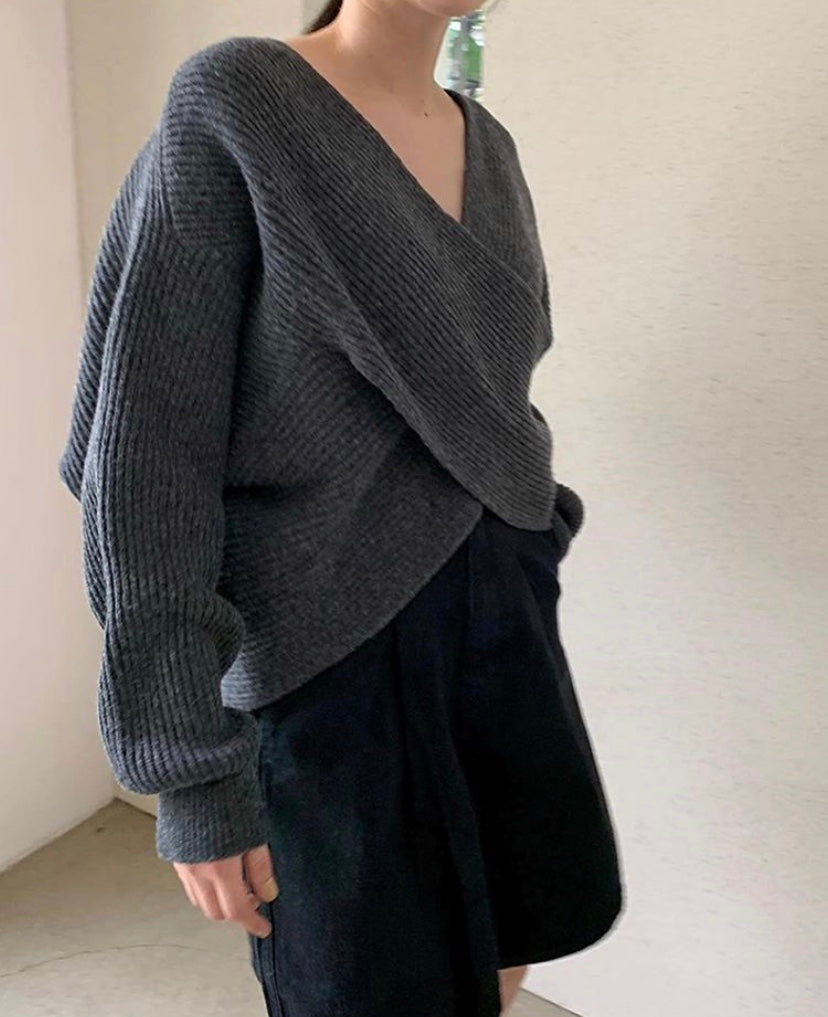 Maison-Blanche-Paris™ | Pull en tricot croisé chic