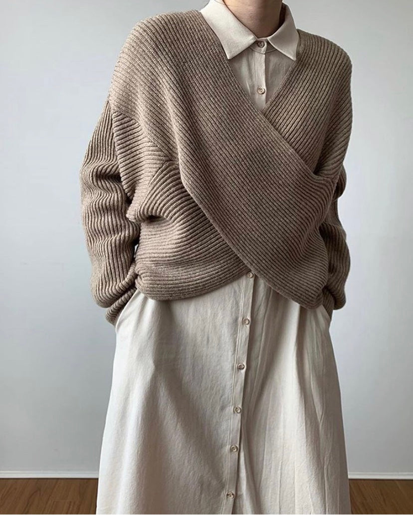 Maison-Blanche-Paris™ | Pull en tricot croisé chic