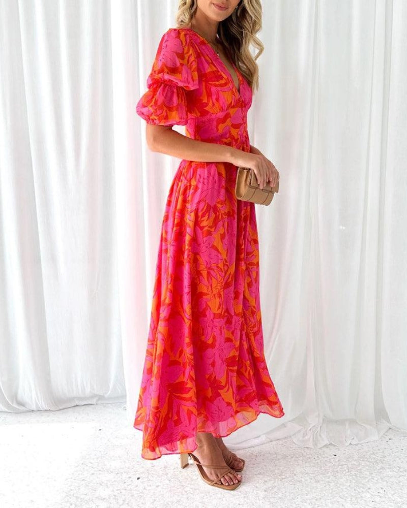 Maison-Blanche-paris™ | ROBE MAXI ROUGE ROSE