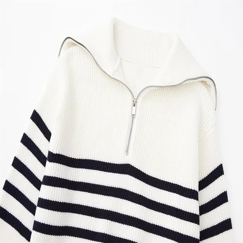 Maison-Blanche-Paris™ | Pull zippé rayé