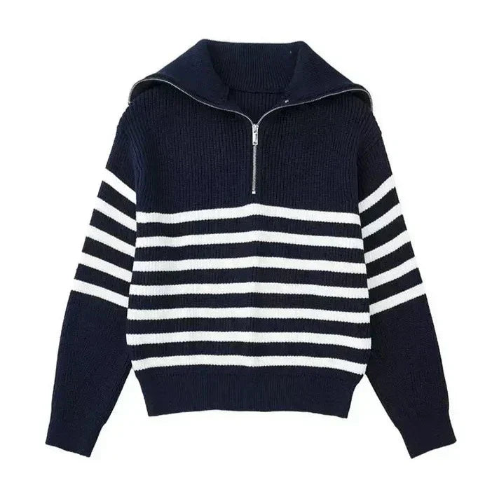 Maison-Blanche-Paris™ | Pull zippé rayé