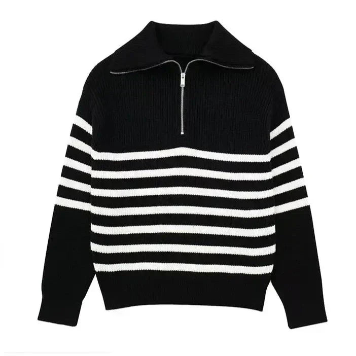 Maison-Blanche-Paris™ | Pull zippé rayé