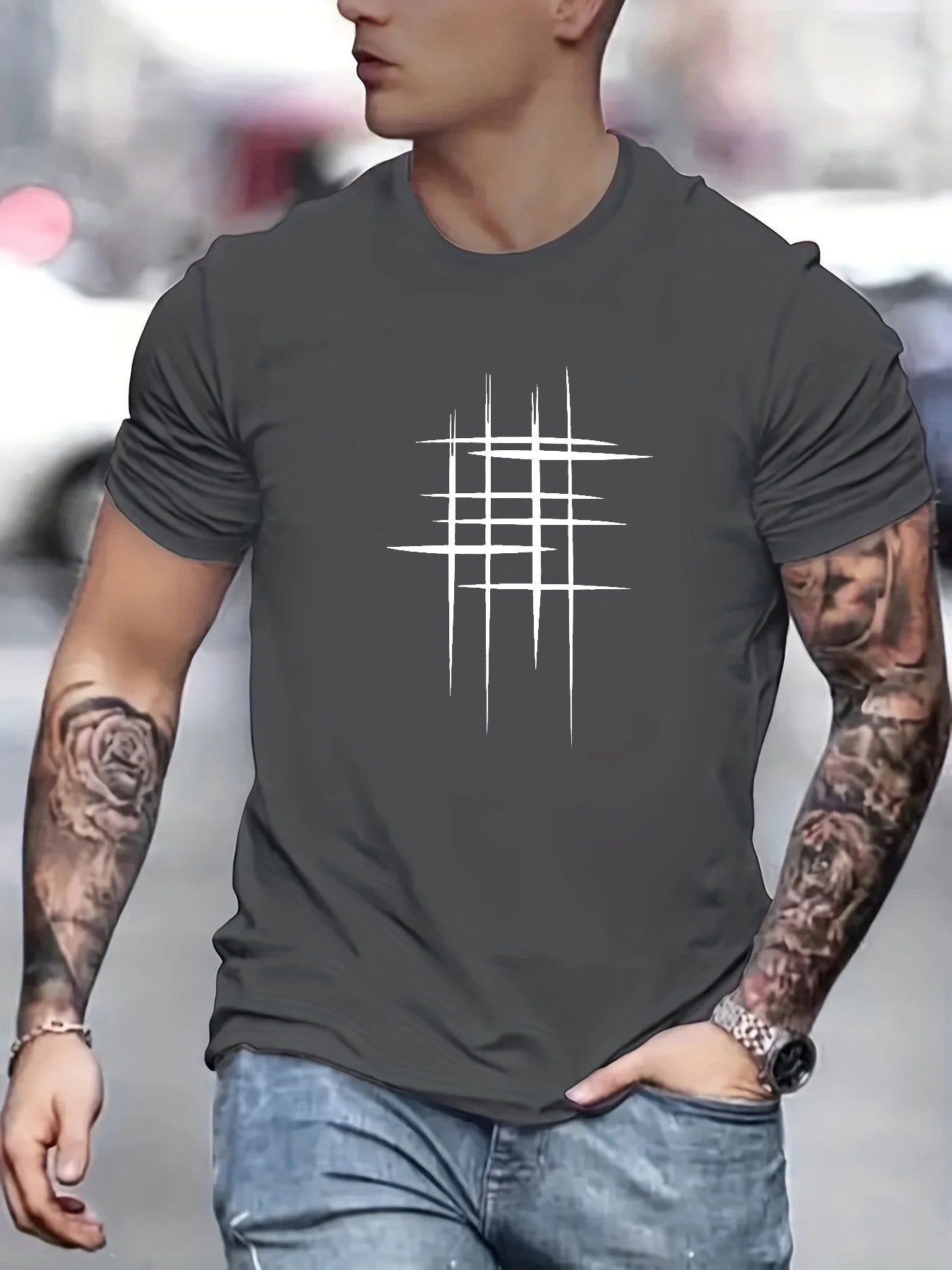 Maison-Blanche-Paris™ | T-shirt élégant à col rond avec imprimé graphique