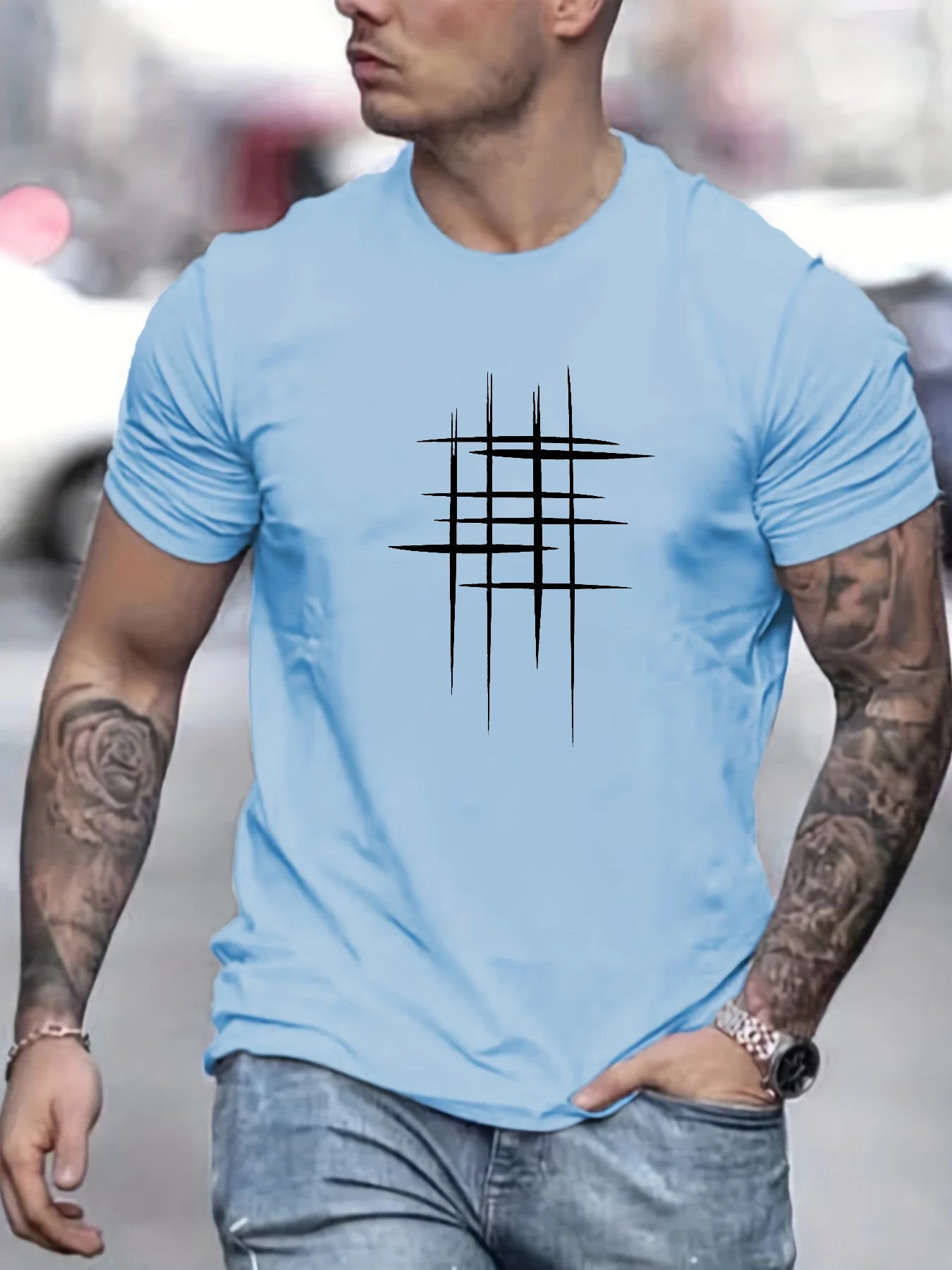 Maison-Blanche-Paris™ | T-shirt élégant à col rond avec imprimé graphique