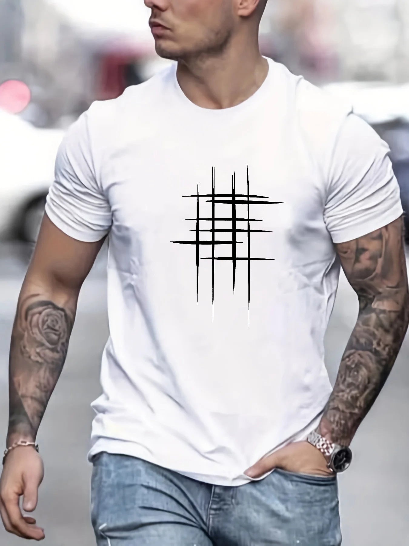 Maison-Blanche-Paris™ | T-shirt élégant à col rond avec imprimé graphique