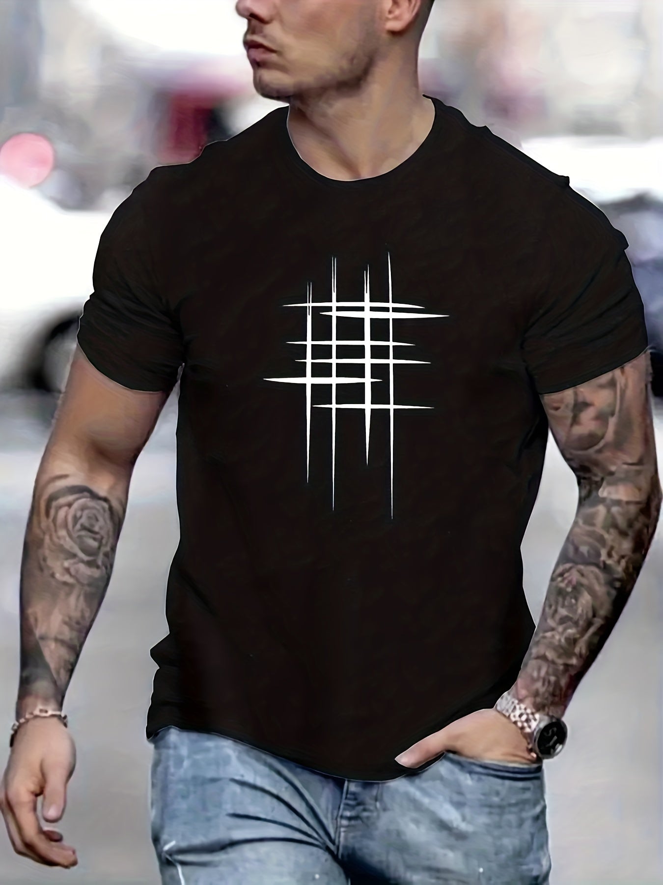 Maison-Blanche-Paris™ | T-shirt élégant à col rond avec imprimé graphique