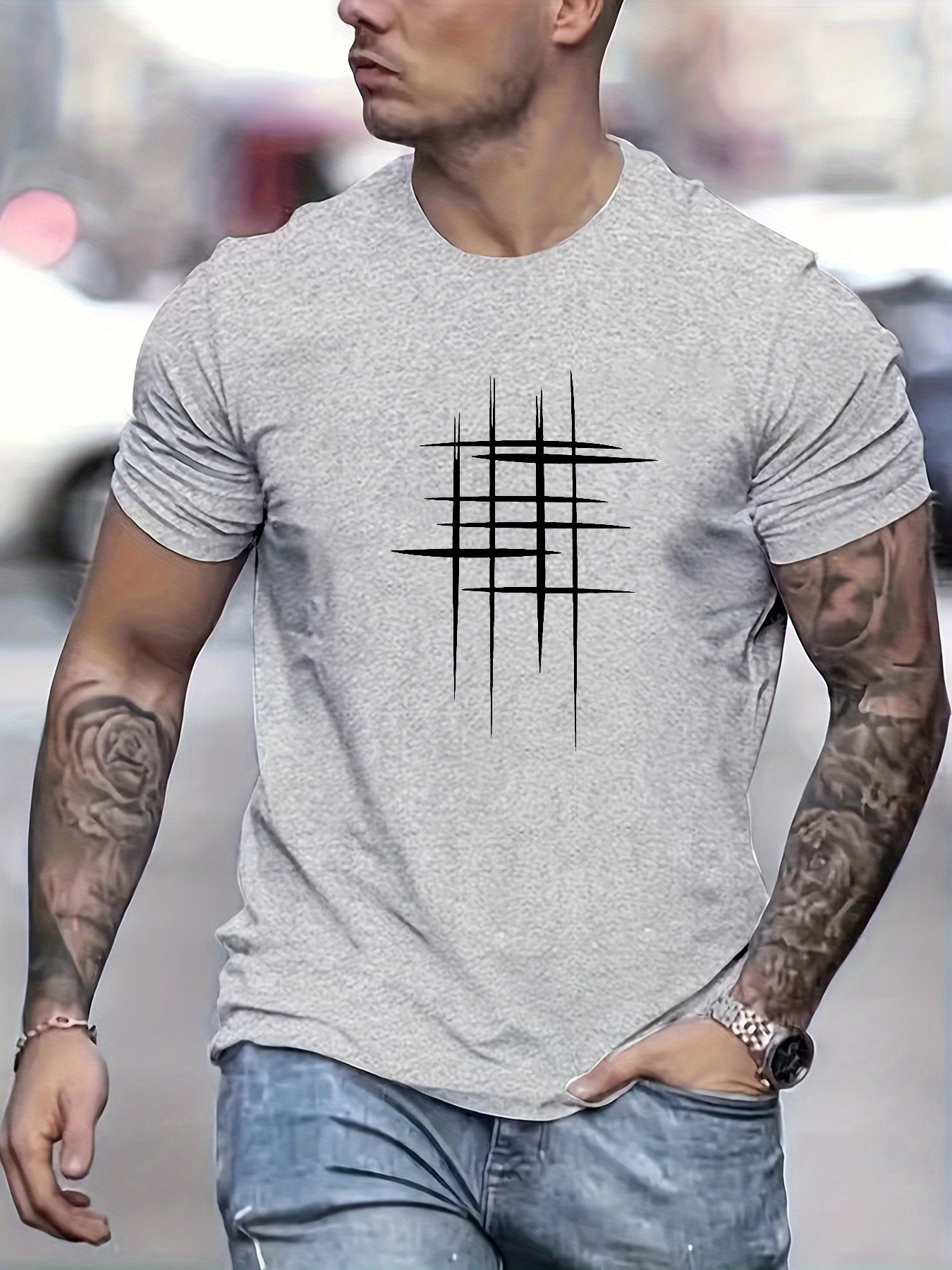 Maison-Blanche-Paris™ | T-shirt élégant à col rond avec imprimé graphique