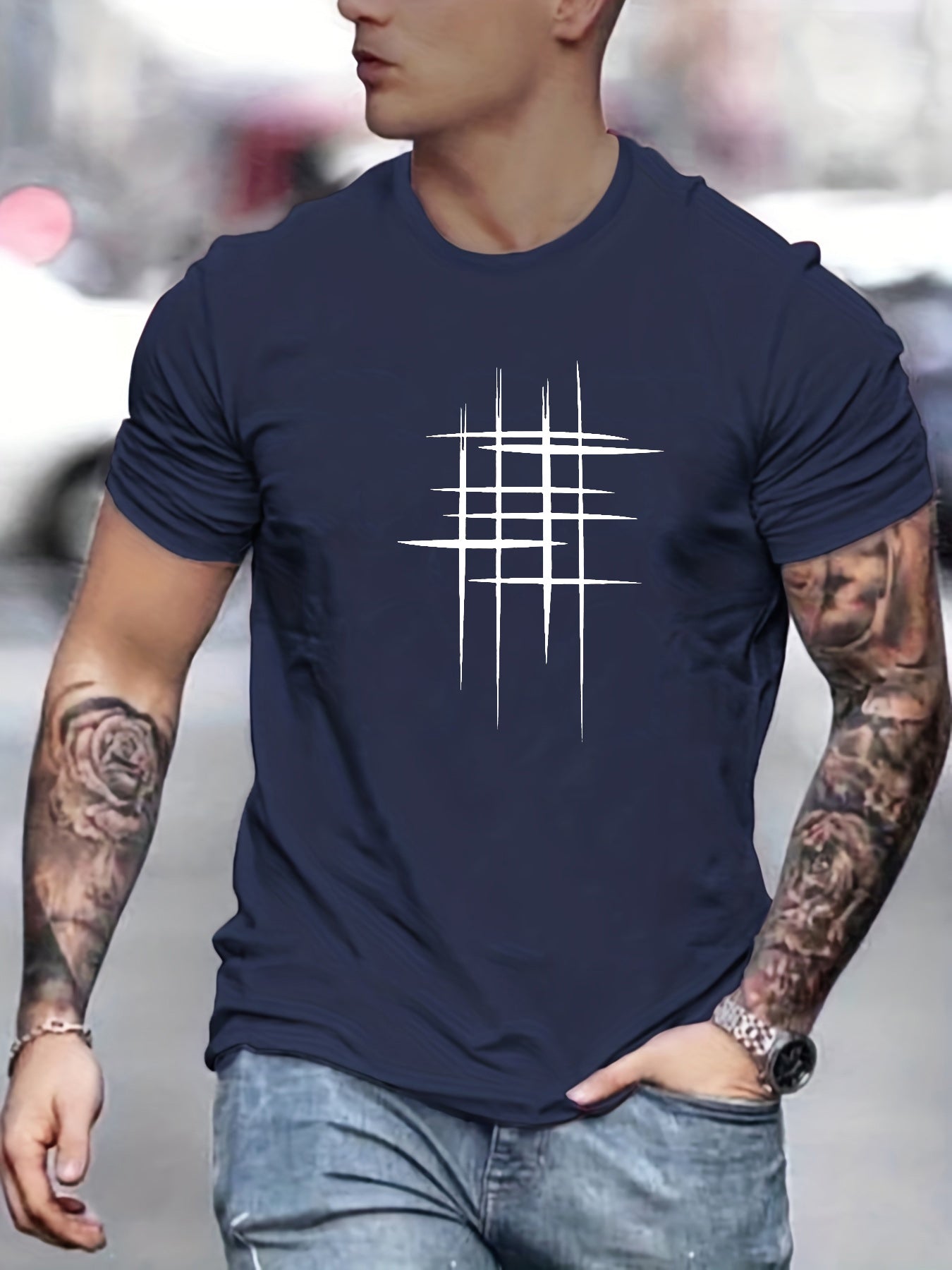 Maison-Blanche-Paris™ | T-shirt élégant à col rond avec imprimé graphique