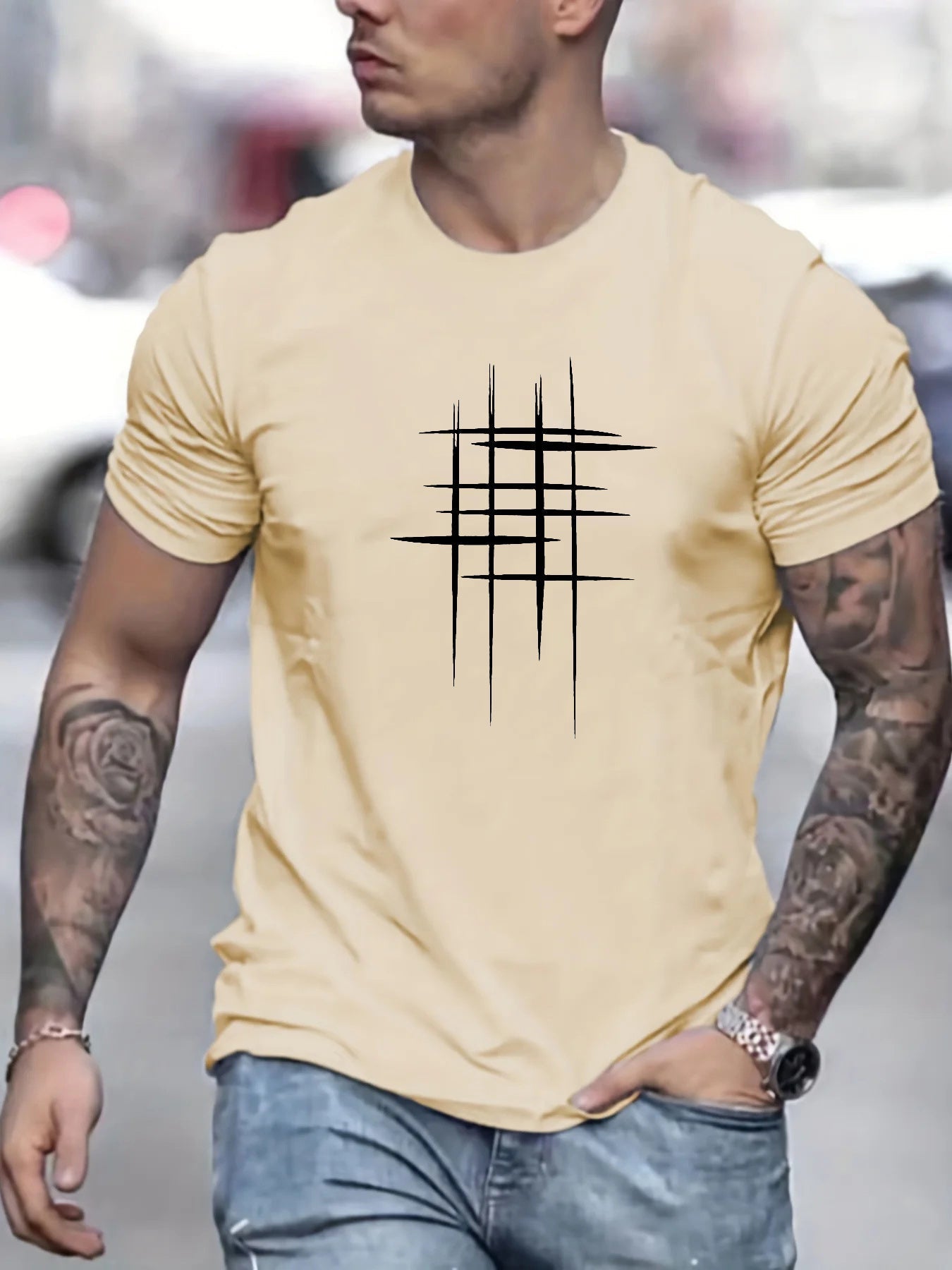 Maison-Blanche-Paris™ | T-shirt élégant à col rond avec imprimé graphique