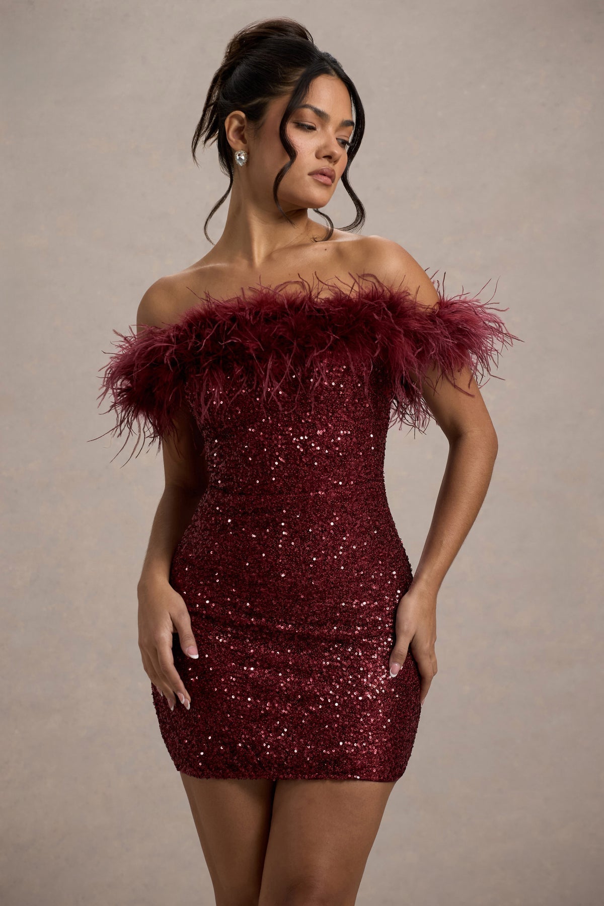 Maison-Blanche-Paris™ | Robe à pailettes avec plumes
