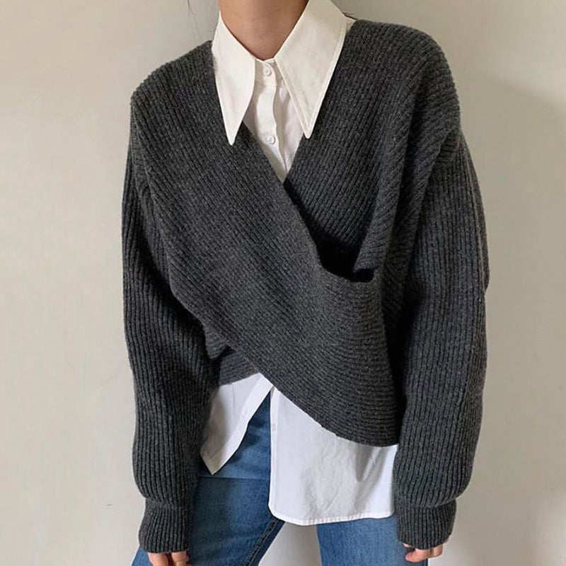 Maison-Blanche-Paris™ | Pull en tricot croisé chic