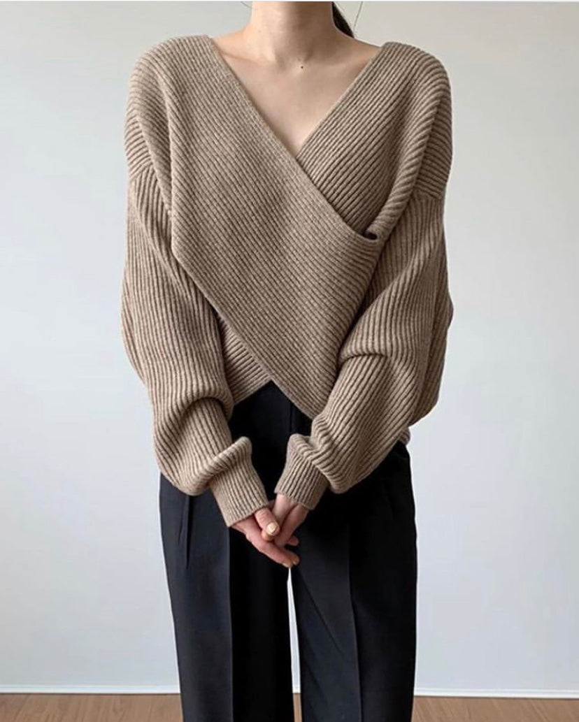 Maison-Blanche-Paris™ | Pull en tricot croisé chic