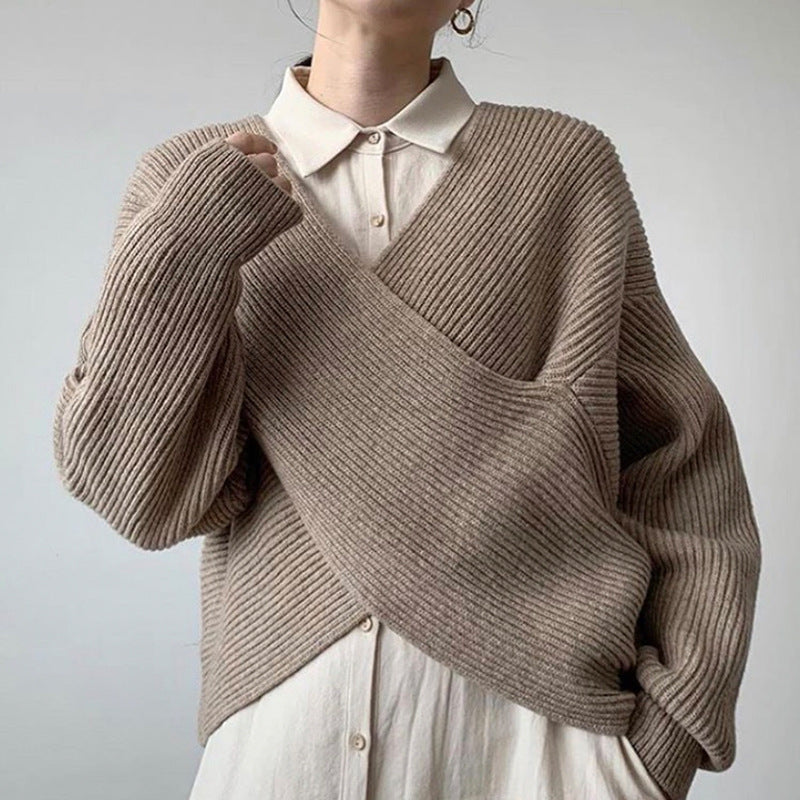Maison-Blanche-Paris™ | Pull en tricot croisé chic