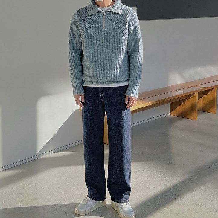 Maison-Blanche-Paris™ | Pull Azure à quart de zip