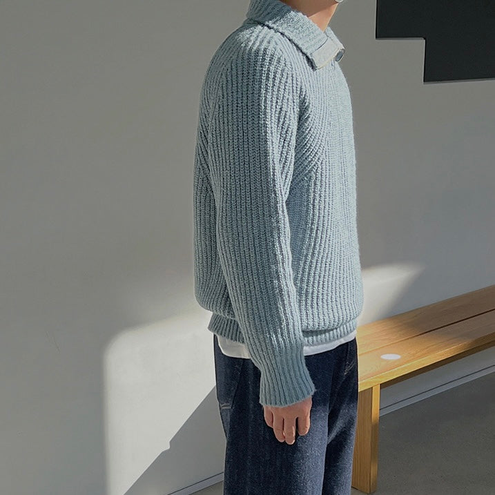 Maison-Blanche-Paris™ | Pull Azure à quart de zip